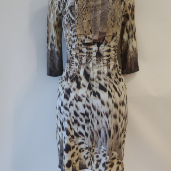 Womens Roberto Cavalli Tan, Brown Print Dress 44/US 8 - Picture 6 of 9